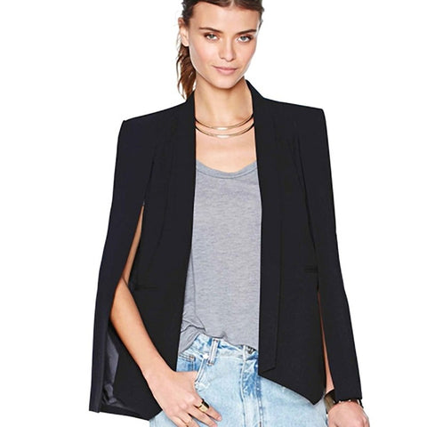 HDY  2022 Women Basic Jacket Coats  Cardigan Unique Sleeve Design Slim Fit Office Suits White Cape Blazer Femme