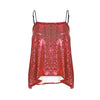 HDY Glitter Mermaid Sequin Sleeveless Tank Spaghetti Straps Party Sexy Loose Solid Shiny Short Tops For Women
