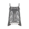 HDY Glitter Mermaid Sequin Sleeveless Tank Spaghetti Straps Party Sexy Loose Solid Shiny Short Tops For Women