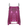 HDY Glitter Mermaid Sequin Sleeveless Tank Spaghetti Straps Party Sexy Loose Solid Shiny Short Tops For Women