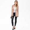 HDY  Solid Color Women Coats Long Sleeve Notched Neck Split Back Blazer For Female Double Pockets Female Casual Blazer