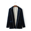 Women Autumn Velvet Blazers Pockets Turn-down Collar Warm Jacket Casual Pajama Style Fashion Outwear WWX453