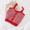 HELIAR Plaid Buttons Spaghetti Camis Club Sexy Knitting Camisoles Female Tank Tops Ladies Sleeveless Solid Simple Tops Women