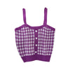 HELIAR Plaid Buttons Spaghetti Camis Club Sexy Knitting Camisoles Female Tank Tops Ladies Sleeveless Solid Simple Tops Women