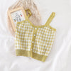 HELIAR Plaid Buttons Spaghetti Camis Club Sexy Knitting Camisoles Female Tank Tops Ladies Sleeveless Solid Simple Tops Women