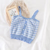 HELIAR Plaid Buttons Spaghetti Camis Club Sexy Knitting Camisoles Female Tank Tops Ladies Sleeveless Solid Simple Tops Women