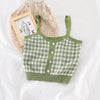 HELIAR Plaid Buttons Spaghetti Camis Club Sexy Knitting Camisoles Female Tank Tops Ladies Sleeveless Solid Simple Tops Women