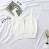 HELIAR Tops Women Crop Top Zipper Fly Camisoles Knitted Sexy Tops With Hole Women Sleeveless Solid Crop Top For Women Summer