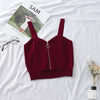 HELIAR Tops Women Crop Top Zipper Fly Camisoles Knitted Sexy Tops With Hole Women Sleeveless Solid Crop Top For Women Summer