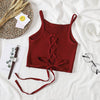 HELIAR Women Crop Top Knitted Bandage Tops Night Club Camis Straps Tank Top Female Solid Crop Tops Women Summer