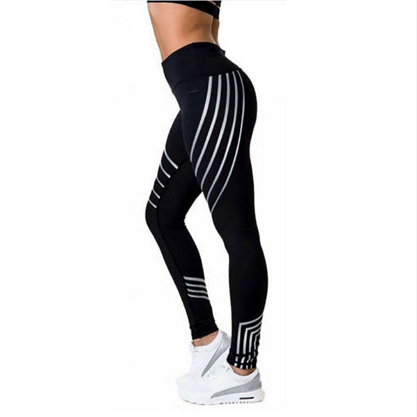 HEYJOE leggings Women Push Up Print Fitness Workout Leggings for Women Striped Fitness High Waist Slim Trousers Leggings S-XL