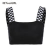 Checkboard Crop Tops Womens Checkerd Strap Sexy Bandeau Tops Tees Black Tanks 2022 Summer Casual Crochet Tube Top