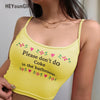 Print Strappy Tank Top Women Summer Crop Tops Bodycon Skinny Sexy Tee Shirts Cotton Streetwear Fashion Sweat Cami Top