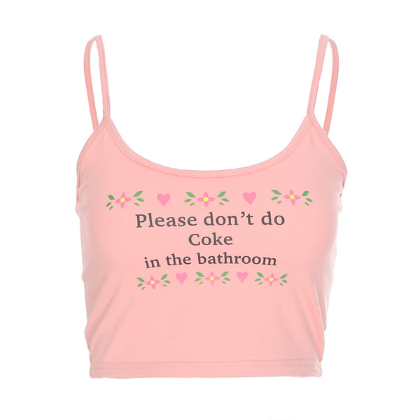 Print Strappy Tank Top Women Summer Crop Tops Bodycon Skinny Sexy Tee Shirts Cotton Streetwear Fashion Sweat Cami Top