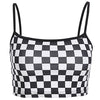 Sexy Checkered Cropped Top 2022 Summer Sleeveless Checkerboard Tank Tops Tees Shirt Strappy Plaid Camis Streetwear