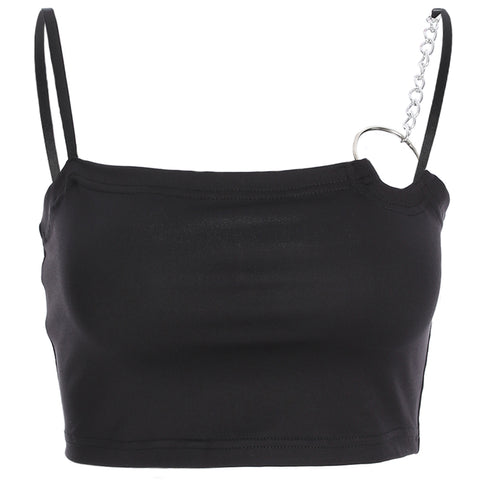 Summer Camis Strap Tank Top Women Sleeveless Black Crop Top Casual Fashion Camisole Short Tops Tees Shirt Punk Style