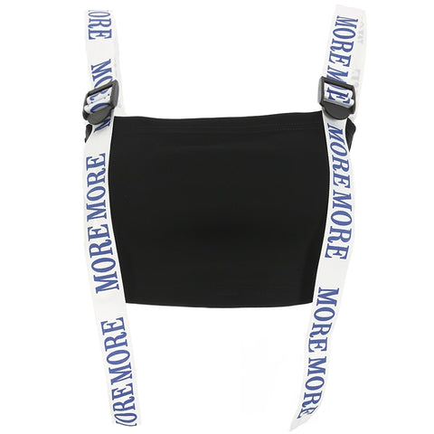 Summer Streetwear Women Tank Top Black Workout Crop Top Print Adjustable Camis Tops Casual Bralette Short Tees Shirt