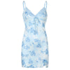 HEYounGIRL V Neck Lace Sleeveless Sexy Mini Dress Women Split Summer Backless Spaghetti Strap Short Dresses Ladies Printed Beach