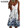 HI-Off Shoulder Floral Print Midi Woman Dress Summer Sexy Spaghetti Strap Casual Ruffles Ladies Dresses For Women Robe