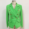 2023 Baroque Designer Blazer Women's Lion Buttons Double Breasted Classic Slim Fit Blazer Jacket Apple Green