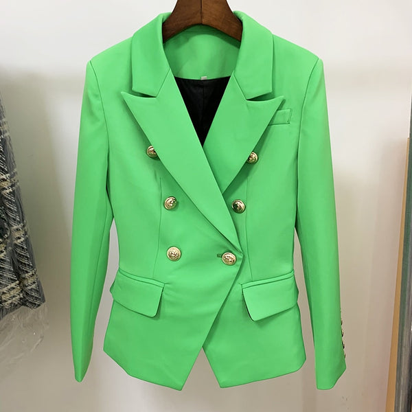 2023 Baroque Designer Blazer Women's Lion Buttons Double Breasted Classic Slim Fit Blazer Jacket Apple Green