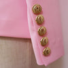 2023 Designer Blazer Women's Slim Fitting Metal Lion Buttons Double Breasted Blazer Jacket Baby Pink