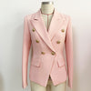 2023 Designer Blazer Women's Slim Fitting Metal Lion Buttons Double Breasted Blazer Jacket Baby Pink