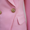 2023 Designer Blazer Women's Slim Fitting Metal Lion Buttons Double Breasted Blazer Jacket Baby Pink