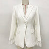 2023 Designer Blazer Women's Slit Sleeve Lace Embellished Single Button Blazer Jacket
