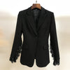 2023 Designer Blazer Women's Slit Sleeve Lace Embellished Single Button Blazer Jacket