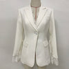 2023 Designer Blazer Women's Slit Sleeve Lace Embellished Single Button Blazer Jacket