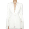 2023 Designer Blazer Women's Slit Sleeve Lace Embellished Single Button Blazer Jacket
