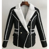 2023 Winter Designer Coat Women's Classic Lion Buttons Fur Lining Synthetic Leather Blazer Jacket
