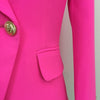 2023 Stylish Designer Blazer Women's Classic Double Breasted Lion Buttons Slim Fitting Blazer Jacket Pink