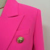 2023 Stylish Designer Blazer Women's Classic Double Breasted Lion Buttons Slim Fitting Blazer Jacket Pink