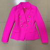 2023 Stylish Designer Blazer Women's Classic Double Breasted Lion Buttons Slim Fitting Blazer Jacket Pink