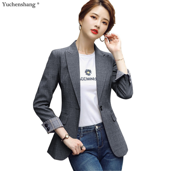 Fashion 2022 Design Blazer Jacket Women's Green Black Blue Solid Tops For Office Lady Wear Size S-4XL