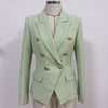 2023 Classic Designer Blazer Women's Metal Lion Buttons Double Breasted Blazer Jacket Tender green