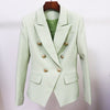 2023 Classic Designer Blazer Women's Metal Lion Buttons Double Breasted Blazer Jacket Tender green