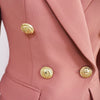 2023 Runway Designer Blazer Jacket Women's Classic Lion Buttons Double Breasted Slim Fit Blazer Pale Mauve