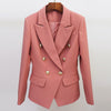 2023 Runway Designer Blazer Jacket Women's Classic Lion Buttons Double Breasted Slim Fit Blazer Pale Mauve