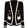 2022 Designer Blazer Jacket Women's Classic Black White Color Block Metal Buttons Blazer