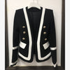 2022 Designer Blazer Jacket Women's Classic Black White Color Block Metal Buttons Blazer