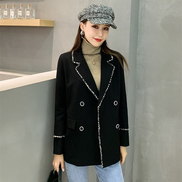 2023 Designer Blazer Jacket Women's Long Sleeves Tassels Double Breasted Loose Blazer Outer Coat