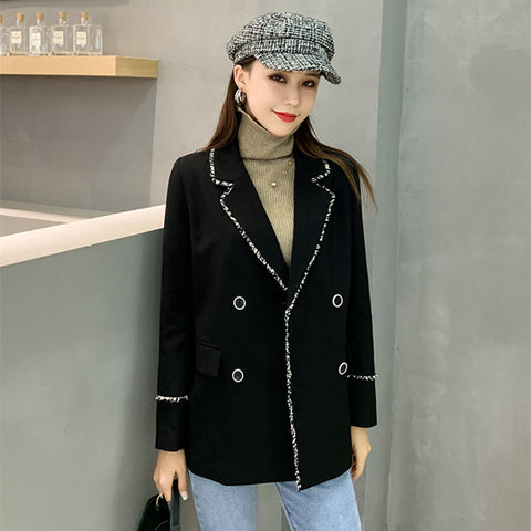 2023 Designer Blazer Jacket Women's Long Sleeves Tassels Double Breasted Loose Blazer Outer Coat