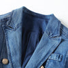 2022 Designer Blazer Women's Metal Lion Buttons Double Breasted Denim Blazer Jacket Outer Coat