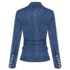 2022 Designer Blazer Women's Metal Lion Buttons Double Breasted Denim Blazer Jacket Outer Coat
