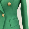 2022 Runway Designer Blazer Jacket Women's Lion Buttons Double Breasted Woven Blazer Jacket