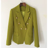 2023 Classic Designer Blazer Women's Metal Buttons Double Breasted Blazer Jacket Ginger yellow