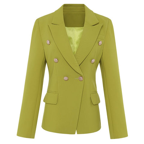 2023 Classic Designer Blazer Women's Metal Buttons Double Breasted Blazer Jacket Ginger yellow